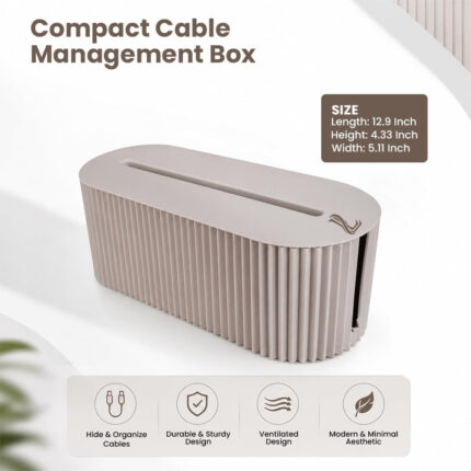 Cable Management Box Large Cable Organizer Box for Power Strip Surge Protector Storage, Wire Hider Case for Desk TV Computer Setup