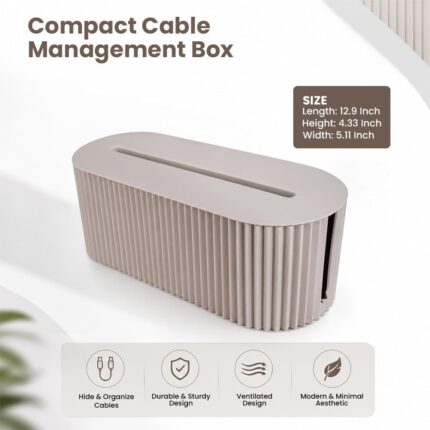 Cable Management Box Large Cable Organizer Box for Power Strip Surge Protector Storage, Wire Hider Case for Desk TV Computer Setup